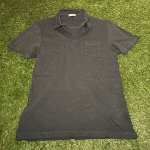 Sunspel Mens Pique Cotton Polo Shirt Medium Dark Grey Short Sleeve Chest Pocket